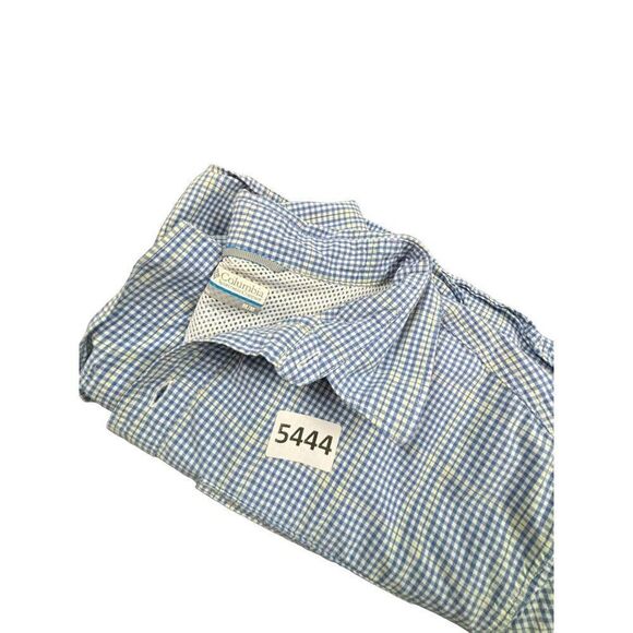Columbia Sportswear Men's M Blue & Yellow Gingham Button-Up Shirt - Picture 12 of 12